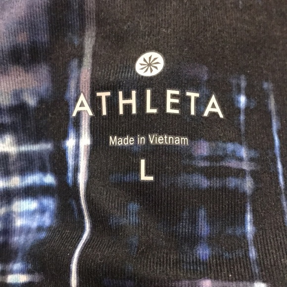 ATHLETA Blue Black CHATURANGA PLAID Full Length Yoga Leggings Sz Large L - Picture 7 of 8